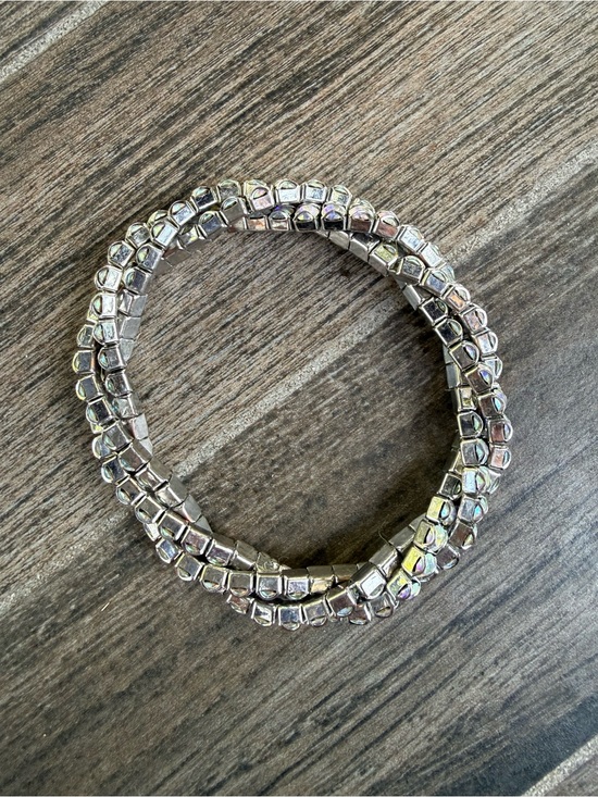 Touchstone Crystal Jewelry - Touchstone Crystal by Swarovski Iridescent Silver-Tone Stretch Tennis Bracelet
